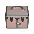 Aluminum Cosmetic Case with Pink Aluminum Sheet Surface and Mirror Inside